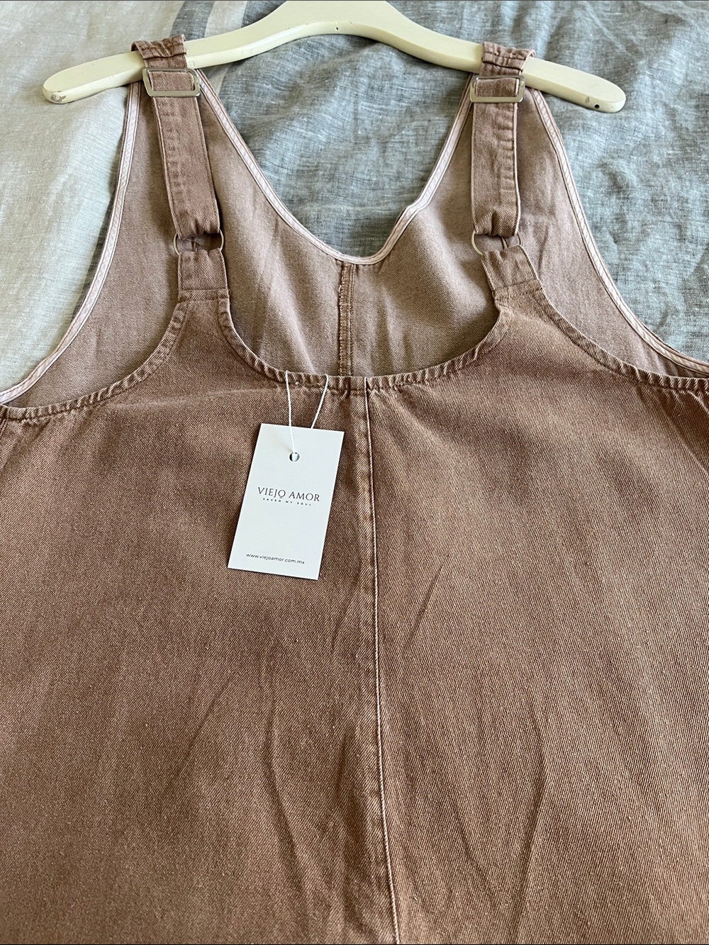 Women's Brown Denim Pinafore Jumpsuit